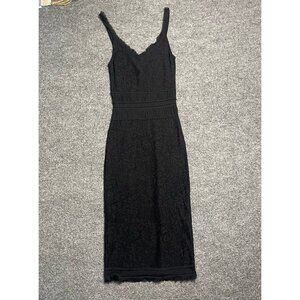 Nicole Miller Womens Pencil Dress Black Embossed Lace Sleeveless V Neck Petite P